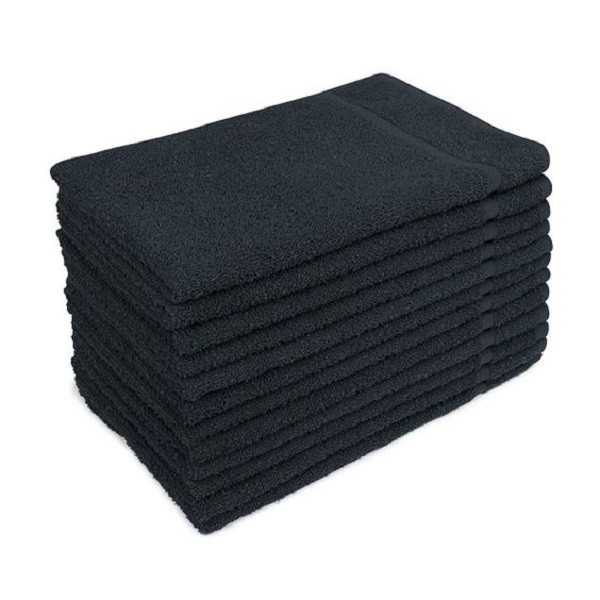 Cheap Hand Towels Black 100% Cotton Medium Thickness 400 gsm Pack Set of 12