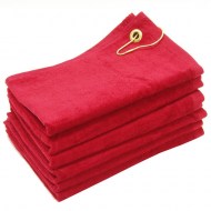 Wholesale Red Terry Velour Golf Towels with Corner Grommet