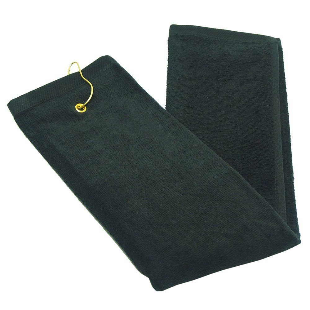 Black Terry Velour Gold Towels with Tri-Fold Grommet Wholesale